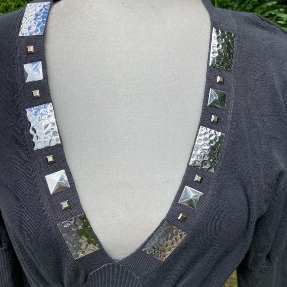 Ladies dressy sweater with silver embellishments - Picture 3 of 5